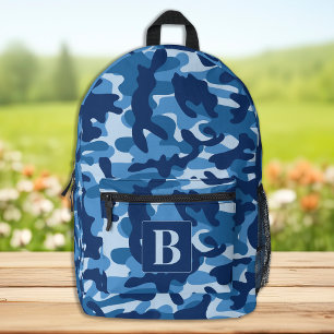Blue Camo gepersonaliseerde moderne monogram camou Bedrukte Rugzak