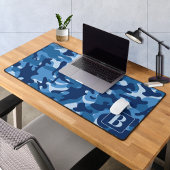 Blue Camo gepersonaliseerde moderne monogram camou Bureaumat
