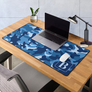 Blue Camo gepersonaliseerde moderne monogram camou Bureaumat