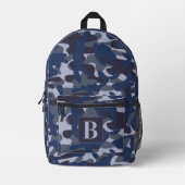 Blue Camo gepersonaliseerde Monogram Marine Camouf Bedrukte Rugzak (Voorkant)