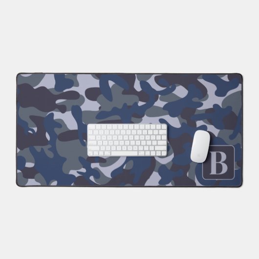 Blue Camo gepersonaliseerde Monogram Marine Camouf Bureaumat (Keyboard & Muis)