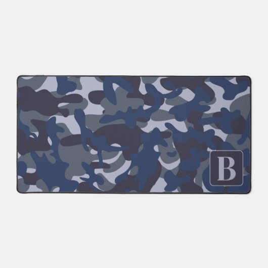 Blue Camo gepersonaliseerde Monogram Marine Camouf Bureaumat (Voorkant)