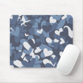 Blue Camo Hearts | Camo Hearts Mousepad Muismat (Met muis)