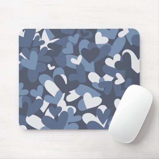 Blue Camo Hearts | Camo Hearts Mousepad Muismat (Met muis)