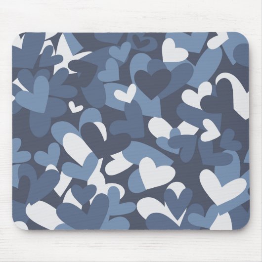 Blue Camo Hearts | Camo Hearts Mousepad Muismat (Voorkant)