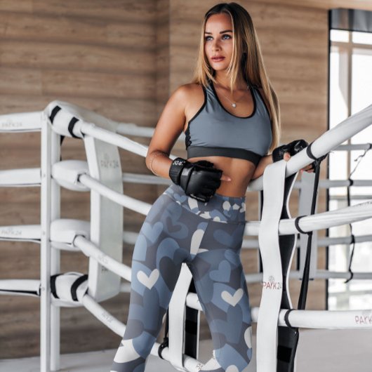 Blue Camo Hearts Patterned | LEGGINGS