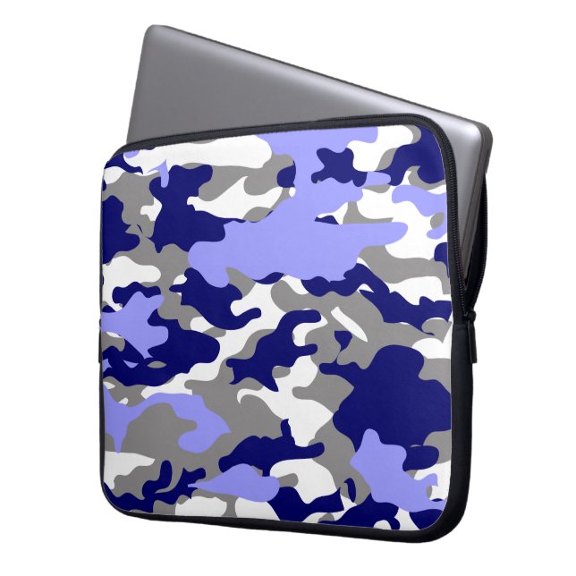BLUE CAMO LAPTOP SLEEVE (Voorkant Links)