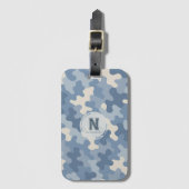 Blue Camo Militair Monogram Bagagelabel (Voorkant (verticaal))