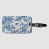 Blue Camo Militair Monogram Bagagelabel (Voorkant (horizontaal))