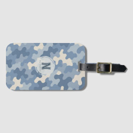 Blue Camo Militair Monogram Bagagelabel