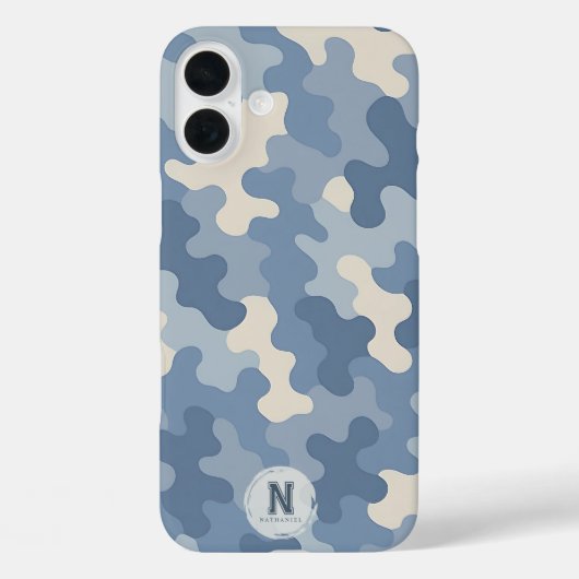Blue Camo Militair Monogram Case-Mate iPhone Case (Achterkant)