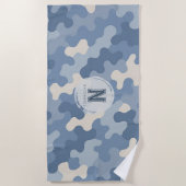 Blue Camo Militair Monogram Strandlaken (Voorkant)