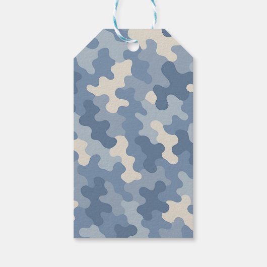 Blue Camo Militaire verjaardag Cadeaulabel (Achterkant)