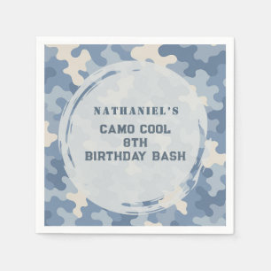 Blue Camo Militaire Verjaardag   legerpartij Servet
