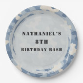 Blue Camo Militaire Verjaardag Papieren Bordje (Voorkant)