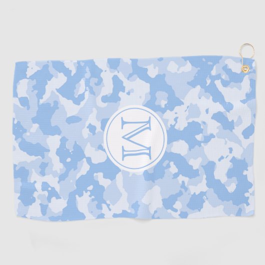 Blue Camo | Monogrammen van het Camouflage Pattern Golfhanddoek (Horizontaal)