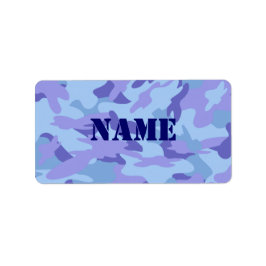 Blue Camo Name Label Stickers