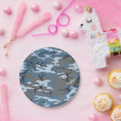 Blue Camo Papieren Bordje (Feest)
