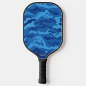 Blue Camo Pattern Cool Camouflage aangepaste tekst Pickleball Paddle (Achterkant)