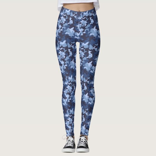 Blue Camo Print Leggings voor dames (Voorkant)
