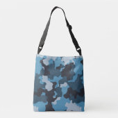 Blue  Camo Realistisch versleten effect Crossbody Tas (Achterkant)