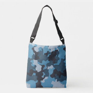Blue Camo Realistisch versleten effect Crossbody Tas