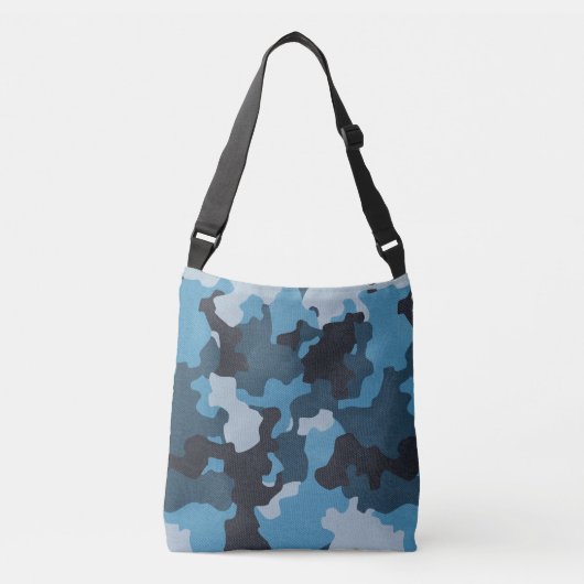 Blue  Camo Realistisch versleten effect Crossbody Tas (Voorkant)