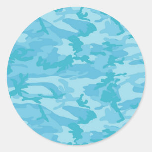 Blue Camo Ronde Sticker