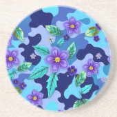 Blue Camo Round Sandstone Coaster Zandsteen Onderzetter (Voorkant)