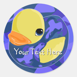 Blue Camo Rubber Ducky Ronde Sticker
