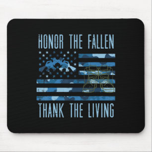 Blue Camo US Flag Honor the Fallen Dankjewel Muismat