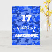 Blue Camouflage 17th Birthday Kaart (Gele Bloem)