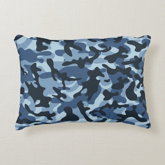 Blue Camouflage Accent Kussen (Voorkant)