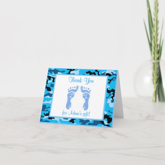 Blue Camouflage Baby shower Dank u kaarten (Voorkant)