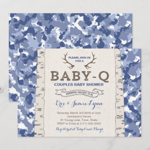 Blue Camouflage Baby shower voor jongen Kaart