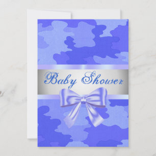 Blue Camouflage Blue Bow Baby shower Uitnodiging