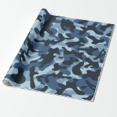 Blue Camouflage Cadeaupapier (Uitgerold)
