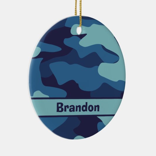 Blue Camouflage Cool Custom Kinder Pattern Keramisch Ornament (Rechts)