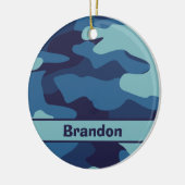 Blue Camouflage Cool Custom Kinder Pattern Keramisch Ornament (Links)