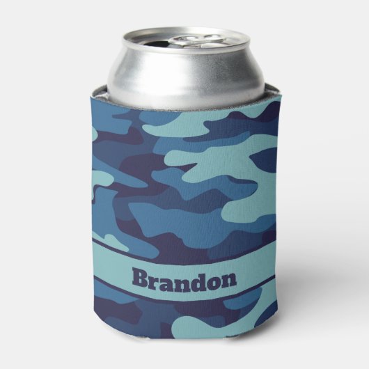 Blue Camouflage Cool Custom Patroon Blikjeskoeler (Blikje Voorkant)