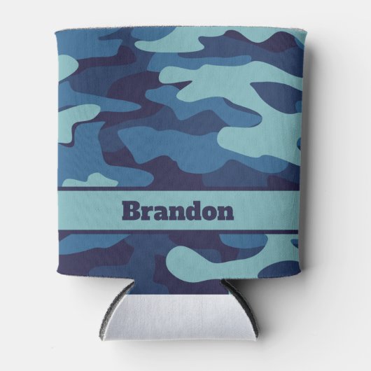 Blue Camouflage Cool Custom Patroon Blikjeskoeler (Voorkant)