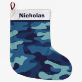 Blue Camouflage Cool Kinder Custom Little Boy Grote Kerstsok (Voorkant)