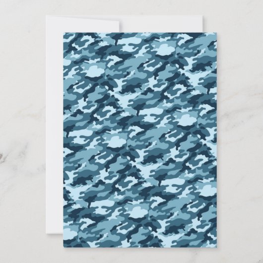 Blue Camouflage First Birthday Uitnodiging (Achterkant)