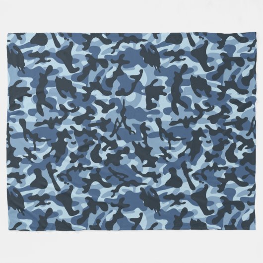 Blue Camouflage Fleece Deken (Voorkant (Horizontaal))