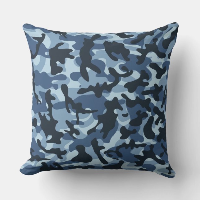 Blue Camouflage Kussen (Voorkant)