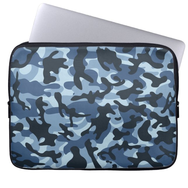 Blue Camouflage Laptop Sleeve (Voorkant)