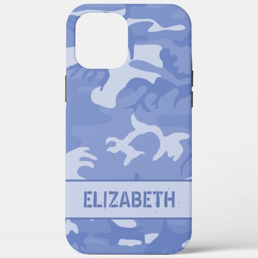 Blue Camouflage Monogram Case-Mate iPhone Case (Achterkant)