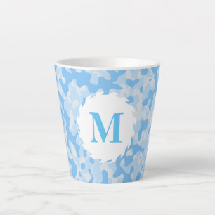 Blue Camouflage Monogram Initiaal Latte Mok