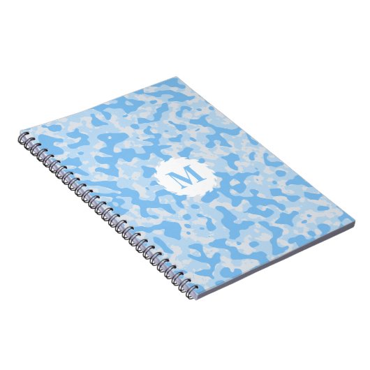 Blue Camouflage Monogram Initiaal Notitieboek (Rechterzijde)