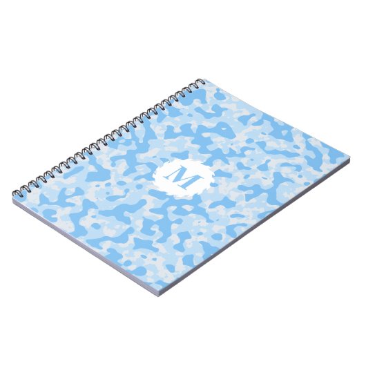 Blue Camouflage Monogram Initiaal Notitieboek (Linkerzijde)